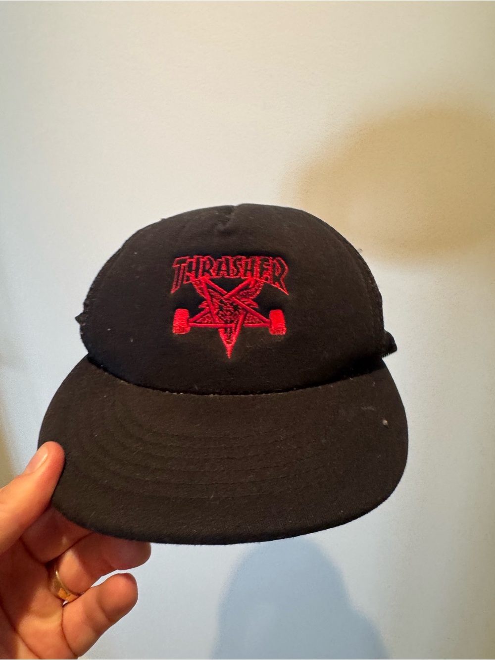 Thrasher Black Cap with Red Embroidered Logo